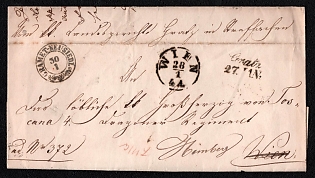 1850s Official Folded Letter from Graz to the 4th Tuscany Dragoner Regiment Himberg (Vienna), Austria, forwarded FL