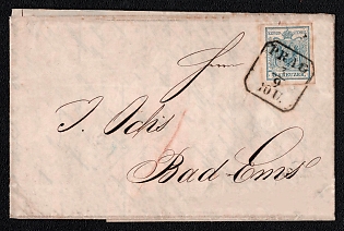 1855 9 Kr on Folded Letter from Prague (Moravia) to Bad Ems (Germany), Austria