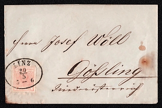 1855 3 Kr on Folded Letter from Linz to Gößling (Scheibbs), Austrian Empire, Austria