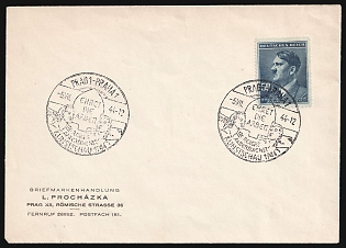 1942 (1 Jul) Bohemia and Moravia, Germany, 'Honor the Work, Reich Labor Service Art Exhibition', Prague (Bohemia) locally addressed Cover, franked with 50k, with Black Commemorative Handstamps
