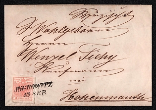 1856 3Kr on Folded Letter from Ingrowith (Moravia) to Hohenmaut (Moravia), Austrian Empire, Austria