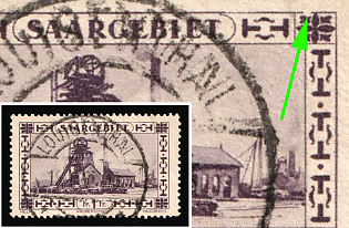 1926 1fr Saar, Germany, BROKEN Frame