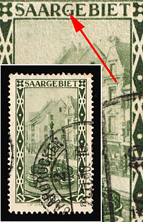1926 30c Saar, Germany, Dot in 'G' in 'Saargebiet'