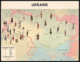 1976 Ukrainian diaspora in the USA, Picture Postcard 'Folk costumes from various regions of Ukraine' Mint