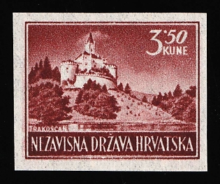 1943-44 3.50k Croatia, NDH, Offset, Imperforate, Thin Paper