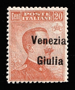 1918 20c Austrian Territories Acquired by Italy, Venezia Giulia, Italian Occupation, SHIFTED Overprint