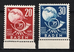 1949 Baden, French Zone of Occupation, Germany, Complete Set, Margins