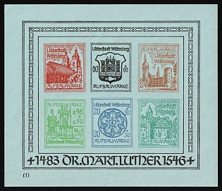 1946 Wittenberg-Lutherstadt, Germany Local Post, Unofficial Issue, Souvenir Sheet