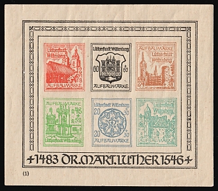 1946 Wittenberg-Lutherstadt, Germany Local Post, Unofficial Issue, Souvenir Sheet