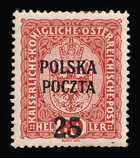1919 25h on 80h Lesser Poland, 'Poczta Polska' Overprint, Certificate, Signed