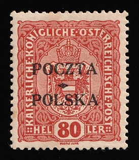 1919 80h Lesser Poland, 'Poczta Polska' Overprint, Certificate