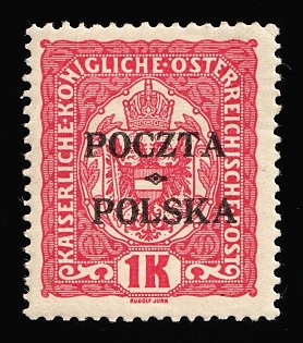 1919 1kr Lesser Poland, 'Poczta Polska' Overprint, Certificate