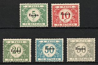 1920 Eupen, Belgium, German Occupation, Germany, Postage Due, Complete Set