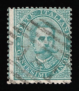 1879 5c Kingdom of Italy, SHIFTED Perforation
