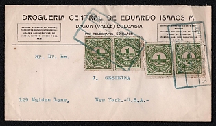 1926 (23 Oct) International cover from Dagua (Colombia) to New York (USA), franked with four 1c (Colombia), canceled by Dagua postmark. No arrival postmark