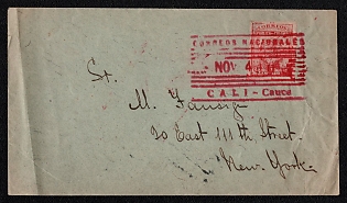 1904 (4 Nov) Сover from Cali (Colombia) to New York (USA), franked with 5c (Colombia) was canceled Cali postmark. Arrive in New York November 23, 1928