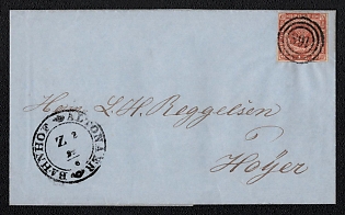 1856 4S Danish Stamp, Altona under Danish Administration, Slesvig-Holstein, German states, Germany, FL from Altona to Hoyer (Danmark)