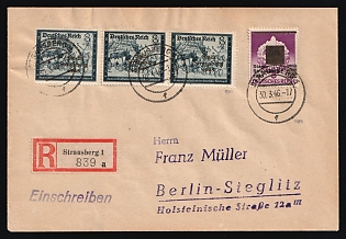 1946 (30 Mar) Strausberg (Berlin), Germany Local Post, Unofficial Issue, Registered Cover from Strausberg to Berlin with Red Registration Label franked with 60pf and strip of 8pf, Signed