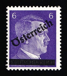 1945 6pf Vienna Local Issue, Austria, Overprint on Hitler's head, Not Issued