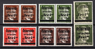 1945 Losenstein Local Issue, Austria, Overprint on Hitler's head, Pairs