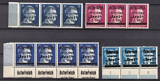 1945 Losenstein Local Issue, Austria, Overprint on Hitler's head, Strips, Margins