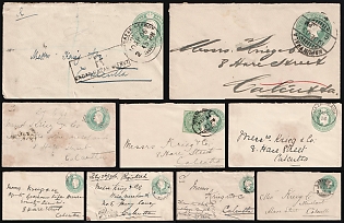 1900-05 India, British Colonies, Stock of Small Covers to Calcutta (Kolkata)