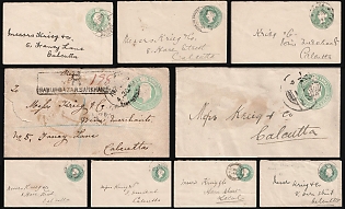 1900-06 India, British Colonies, Stock of Small Covers to Calcutta (Kolkata)