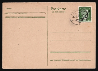 1945 (5 Jun) Vienna Local Issue, Austria, Overprint on Hitler's head, Postcard from Vienna franked with 5pf