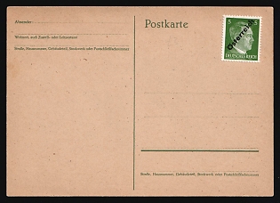 1945 Vienna Local Issue, Austria, Overprint on Hitler's head, Postcard franked with 5pf, Mint