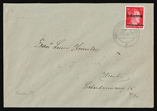 1945 (10 Jun) Scheibbs Local Issue, Austria, Overprint on Hitler's head, Cover from Ruprechtshofen to Vienna franked with 12pf