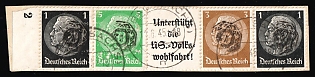 1945 Lobau on piece, Germany Local Post, Se-tenant, Margin, Plate Number