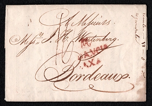 1830-1840 Spanish Prephilately, Folded Letter from Lower Andalusia to Bordeaux (France)