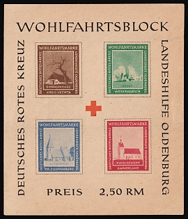 1948 Oldenburg, Germany Local Post, Unofficial Issue, Souvenir Sheet, Imperforate