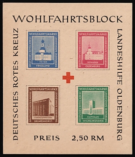 1948 Oldenburg, Germany Local Post, Unofficial Issue, Souvenir Sheet, Imperforate