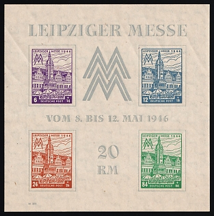 1946 West Saxony, Soviet Russian Zone of Occupation, Germany, Souvenir Sheet