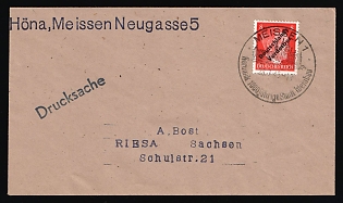 1945 (28 Jul) Meissen, Germany Local Post, Cover from Meissen to Riesa with 'Printed Matter' Handstamp franked with 8pf