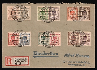 1946 (28 Mar) Finsterwalde, Germany Local Post, Registered Cover locally addressed in Finsterwalde with Red Registration Label franked with complete set of 3pf - 60pf