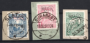 1917 Romania on pieces, German Occupation, Germany, Fiscal Stamps