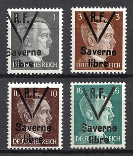 1944 Alsace, German Occupation, Germany, Local Liberation Stamps Saverne Libre