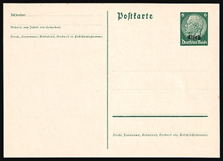 1940 Alsace, German Occupation, Germany, 6pf Postal Stationery Postcard, Mint
