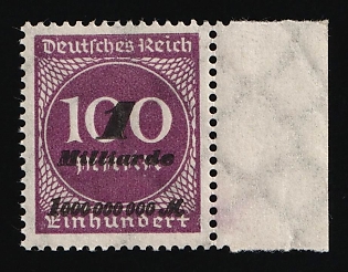 1923 1Mrd on 100m Weimar Republic, Germany, Complete Set, Margin