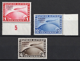 1931 Weimar Republic, Germany, Airmail, Complete Set, Margins, Plate Number