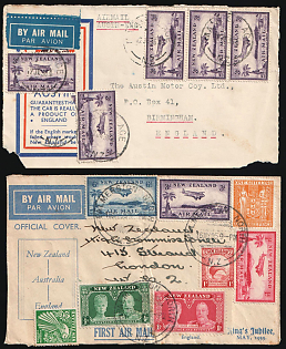 1935-36 New Zealand, British Colonies, Airmail Covers to England