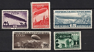 1931 Airship Constructing in USSR, Soviet Union, USSR, Russia, Watermark, Perforation 12.25, Complete Set