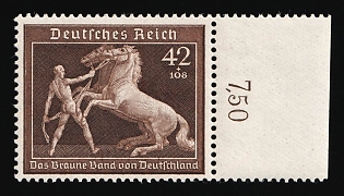 1939 42pf Third Reich, Germany, Complete Set, Margin, Plate Number