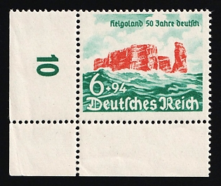 1940 6pf Third Reich, Germany, Complete Set, Corner Margin, Plate Number
