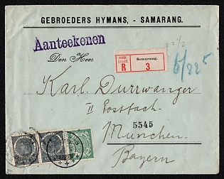 1911 Dutch East Indies, Netherland Colonies, Registered Cover from Samarang to Munich
