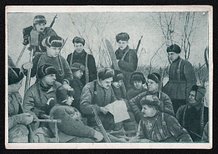 1943 'Leningrad Oblast. Behind Enemy Lines. Partisans at Rest' Soviet Union, WWII, Military, Picture Postcard