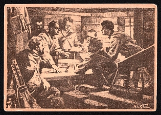 1943 'Partisan Territory. At the Partisan Headquarters' Soviet Union, WWII, Military, Picture Postcard