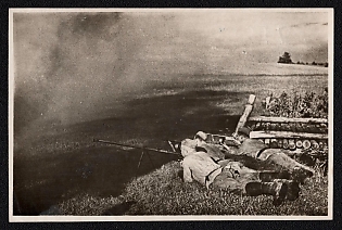1943 'A Rifle Unit on the Defensive' Soviet Union, WWII, Military, Picture Postcard